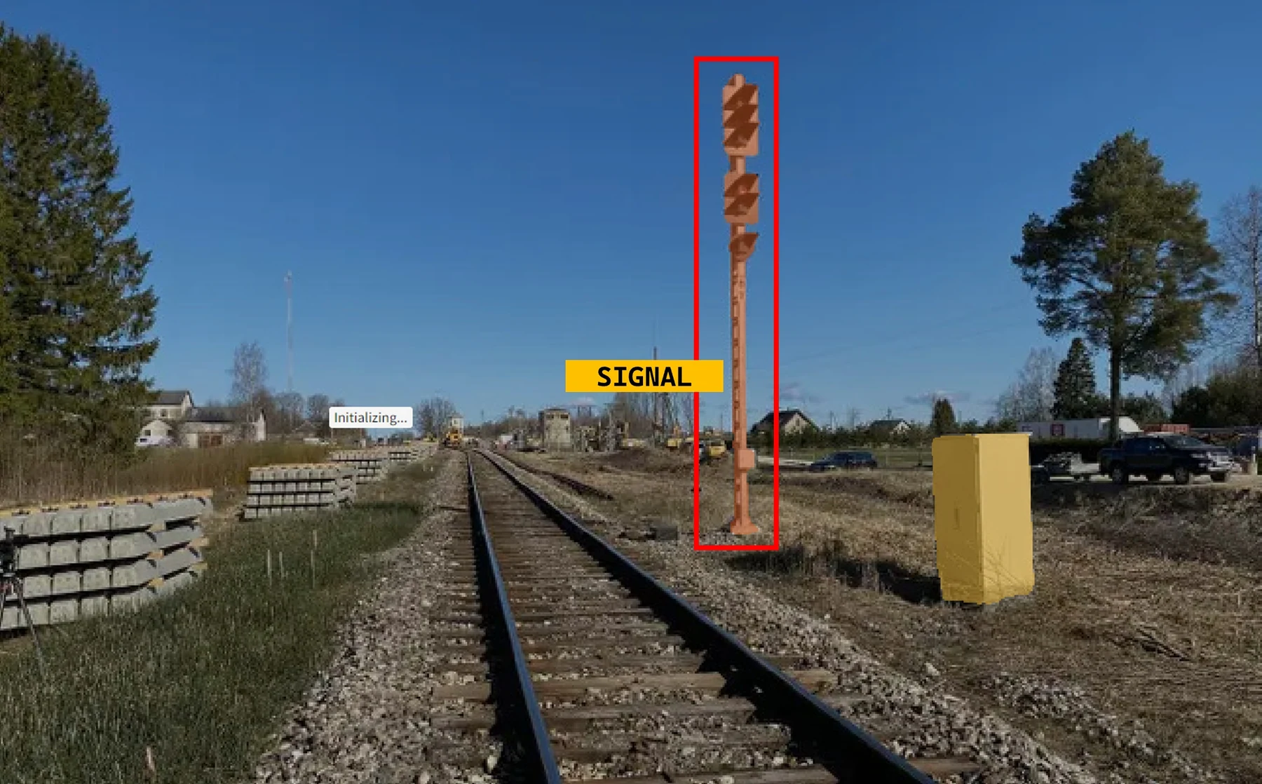 Railway signal detected from a trackside camera view.